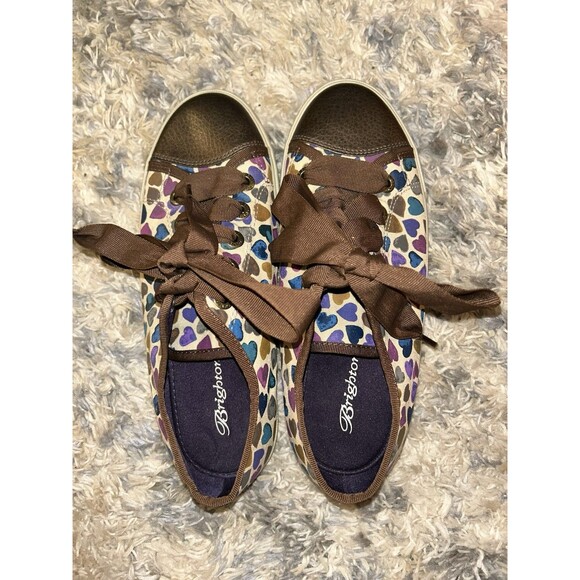 Brighton Cream Lovey‎ Hearts Metallic Sneaker Athletic 7B - Picture 7 of 9